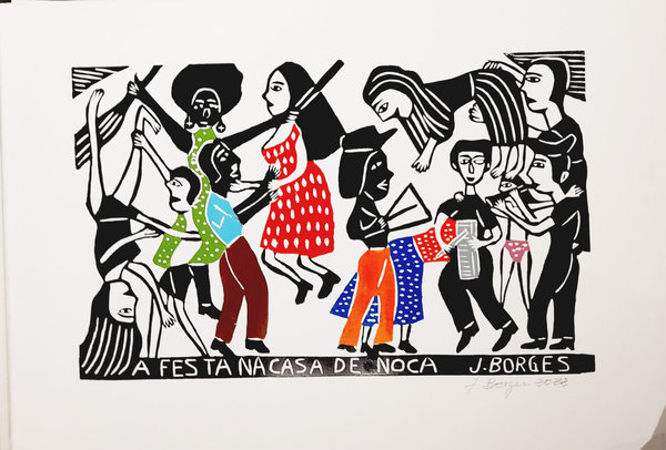 das Fest in Nocas Haus  - Holzschnitte J.Borges   66 x 48 cm