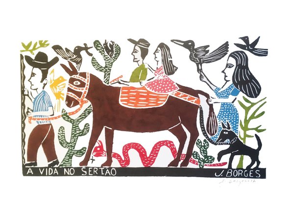 Das Leben in der Steppe- Holzschnitt  J.Borges 66 x 48 cm