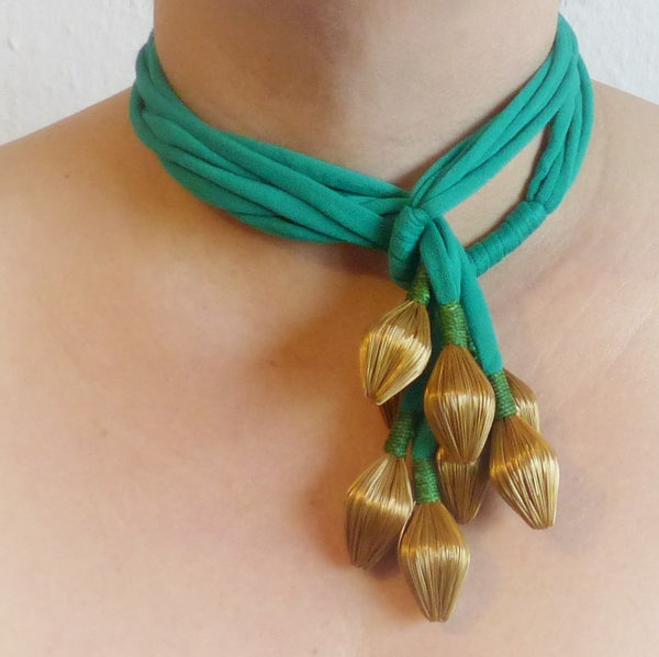 Halskette Veredas verschiedenen Farben Goldgras