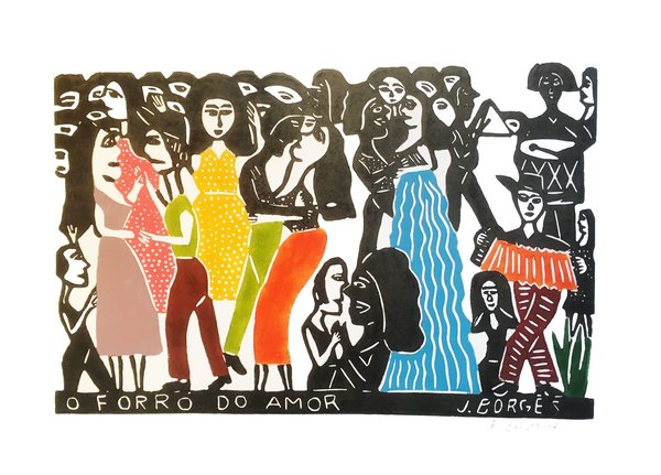 Der Tanz der Liebe  - Holzschnitt  J.Borges 66 x 48 cm