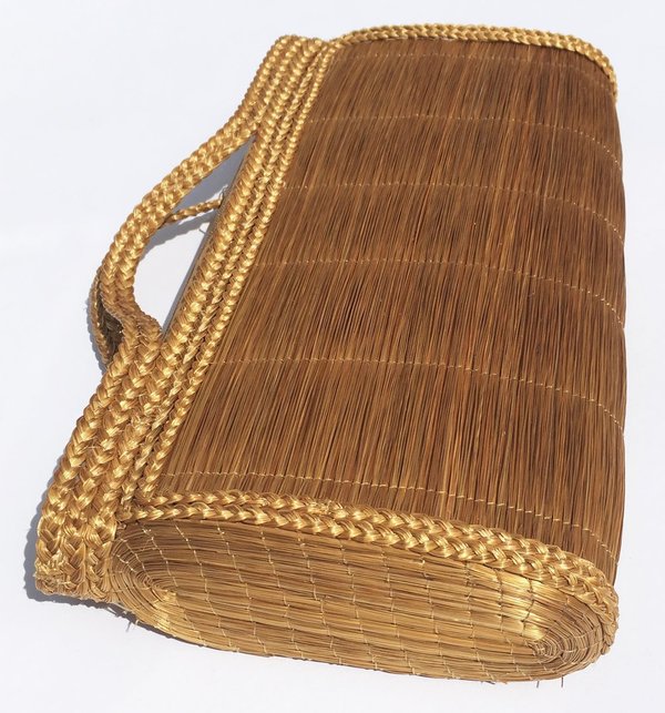 Tasche aus Goldgras mit Satinfutter 30x16cm