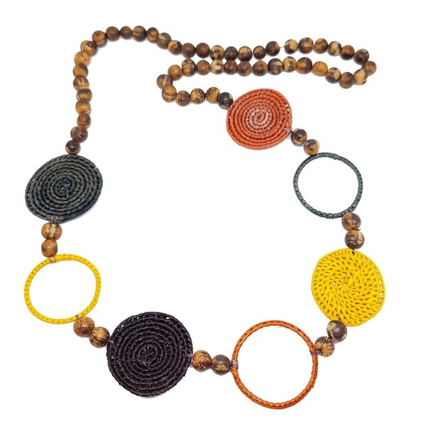 geflochtene Halskette Mandala-Ring aus Palmblatt mit Açaí-Kern