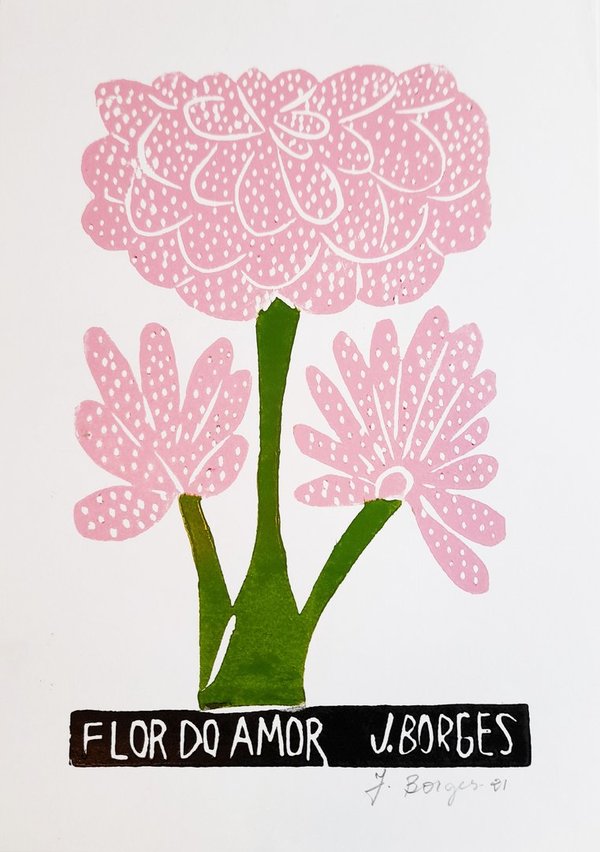 Blume der Liebe - Holzschnitt J.Borges 33 x 24 cm