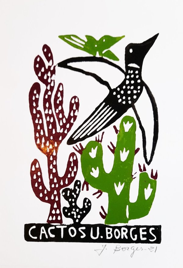 Kaktus - Holzschnitt J.Borges 33 x 24 cm