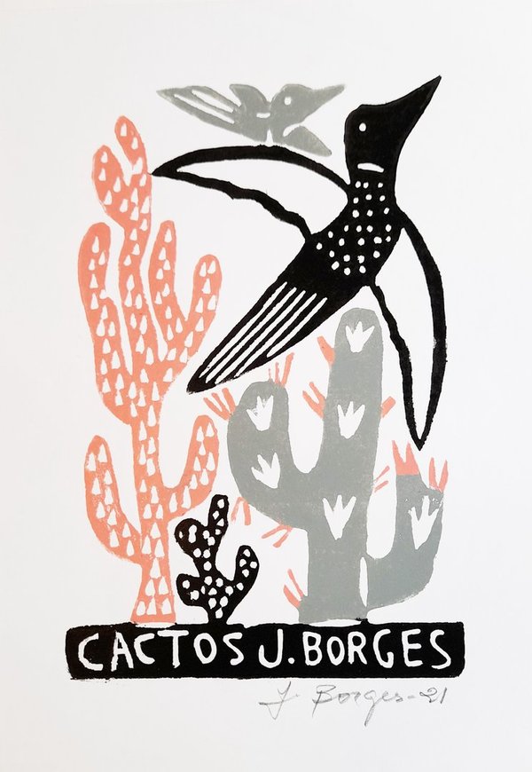 Kaktus - Holzschnitt J.Borges 33 x 24 cm