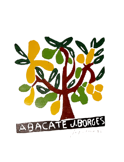 Abacate (Avocado)  - Holzschnitt J.Borges 33 x 24 cm